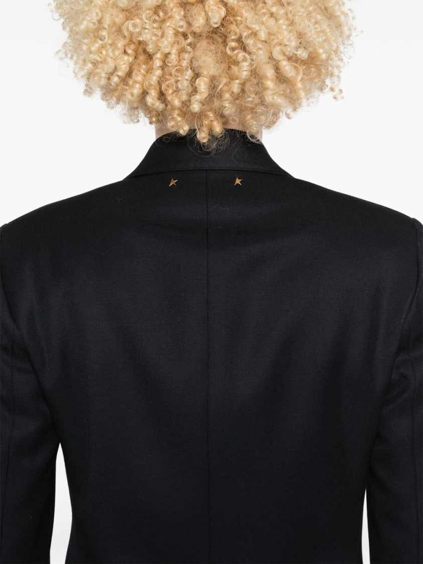 Golden Goose Navy Blue Double-Breasted Jacket With Flap Pockets