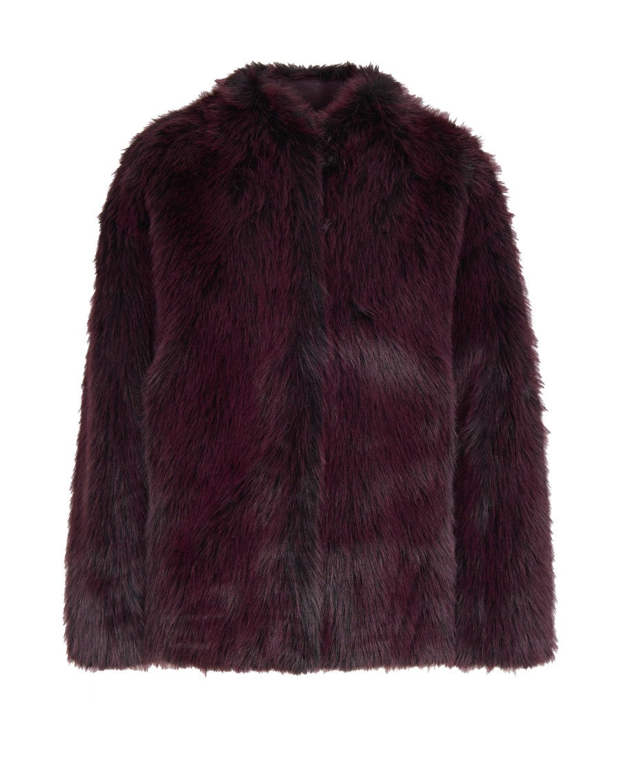 Patrizia Pepe Soft Fluffy Jacket In Purple And Red