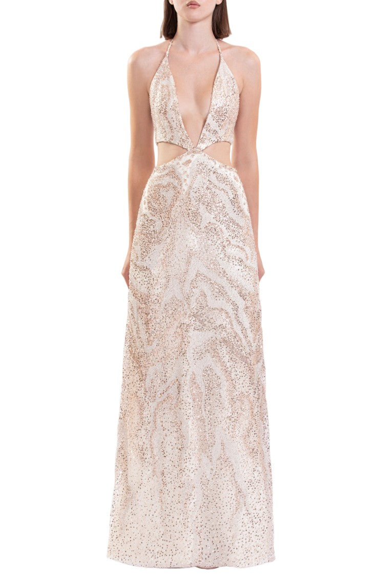 Saiid Kobeisy Fully Embroidered Cut-Out Dress