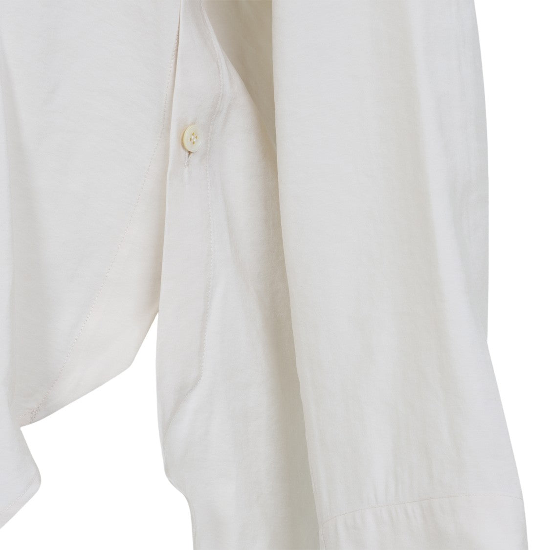 Studio Nicholson Long-Sleeved White Top With Deep V-Neckline And Pleat Detail