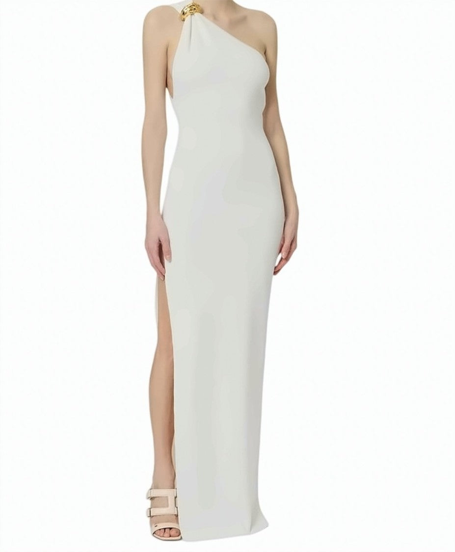 elisabetta franchi knit dress Red Carpet One Shoulder Hot Pink Lace Mermaid ss'26-drop1 The mock neck and Pants Size:36 R