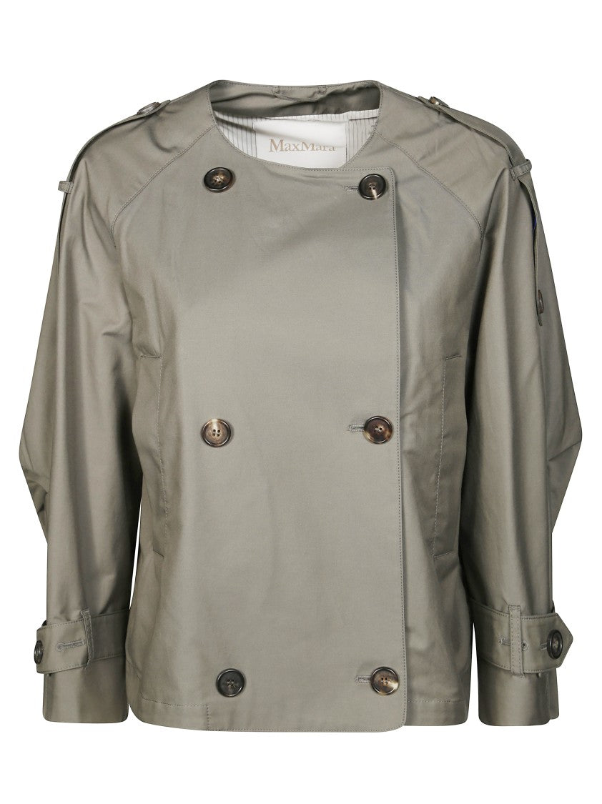 Max Mara Collarless Double-Breasted Jim Trench Coat