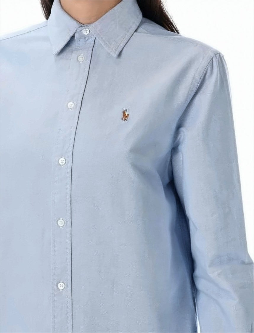 Polo Ralph Lauren Light Blue Textured Button-Up Shirt With Pointed Collar
