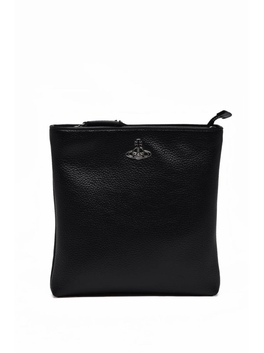 Vivienne Westwood Black Polyurethane Zip Shoulder Bag