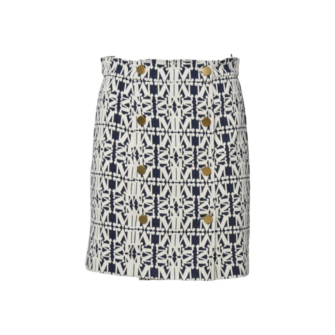 Max Mara Black And White Jacquard Riber Miniskirt