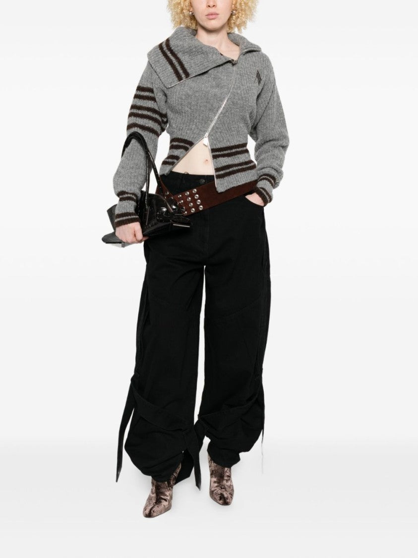 The Attico Voluminous Black Jeans With Unique Ties