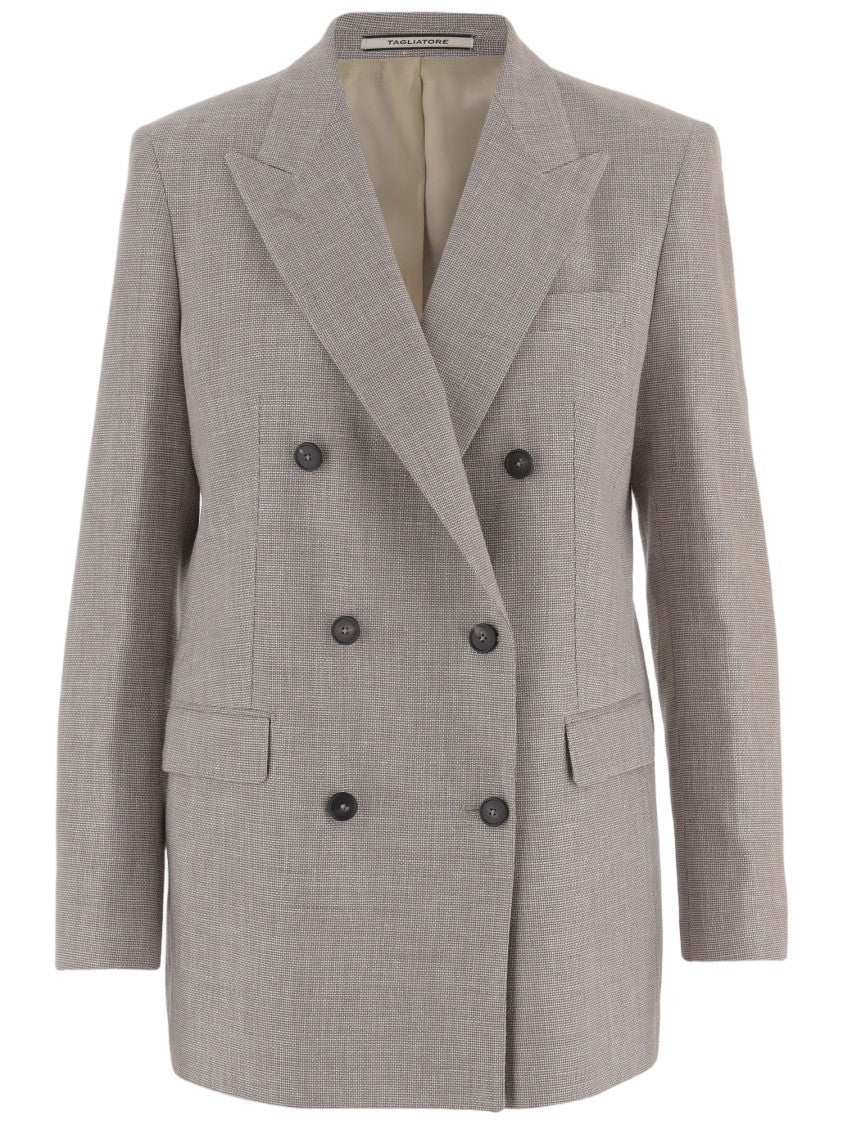 Tagliatore Double-Breasted Linen And Cotton Jacket