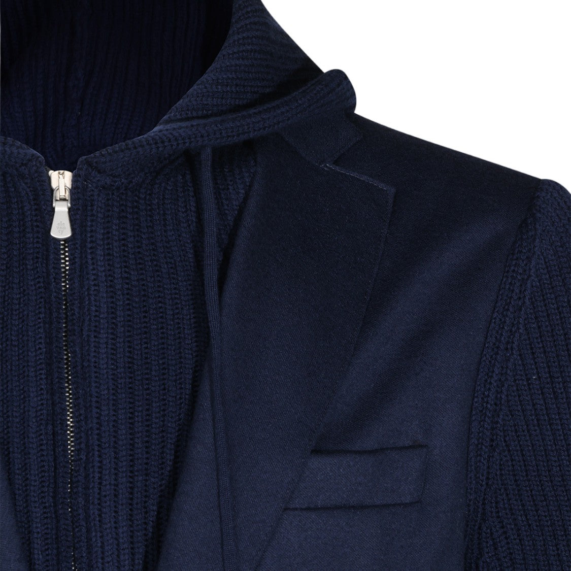 Eleventy Knitted Hooded Hybrid Layered Blazer