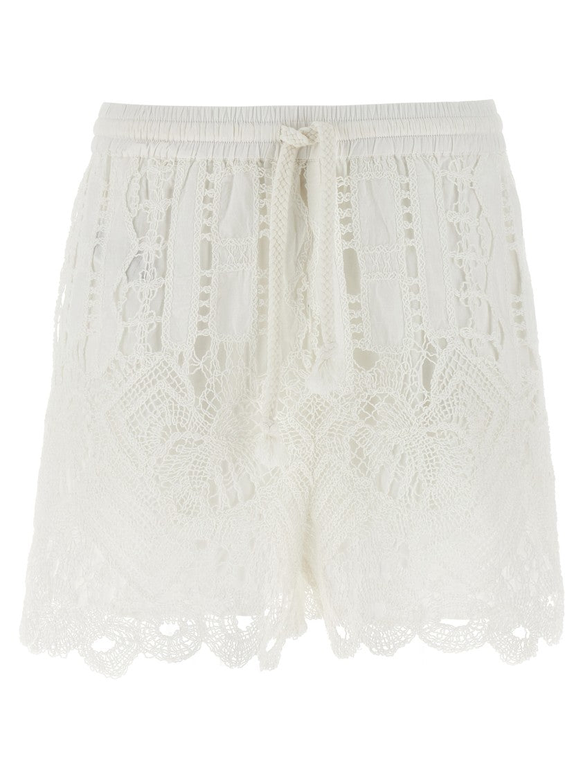 Pinko Sangallo Lace Macramé Shorts
