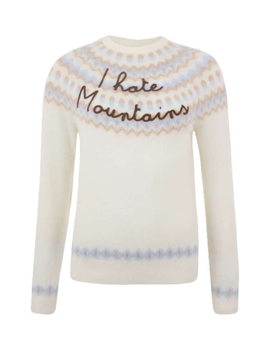 Mc2 Saint Barth Nordic-Inspired Cream Sweater With Embroidered Detail
