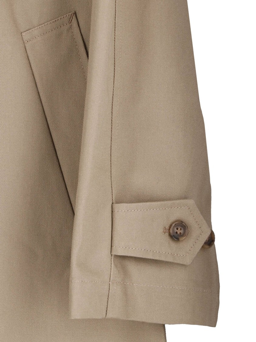 Mm6 By Maison Margiela Mid-Length Beige Jacket With Classic Collar And Button Details