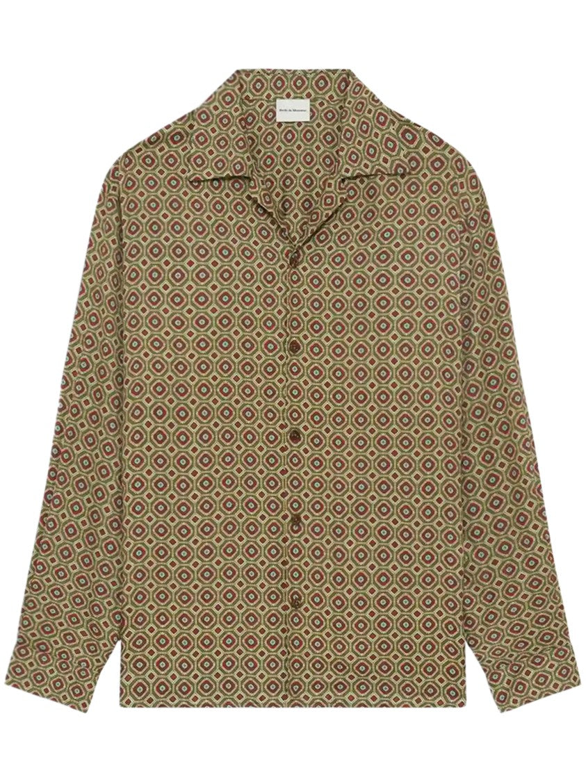 Drôle De Monsieur Geometric Pattern Shirt In Earthy Tones