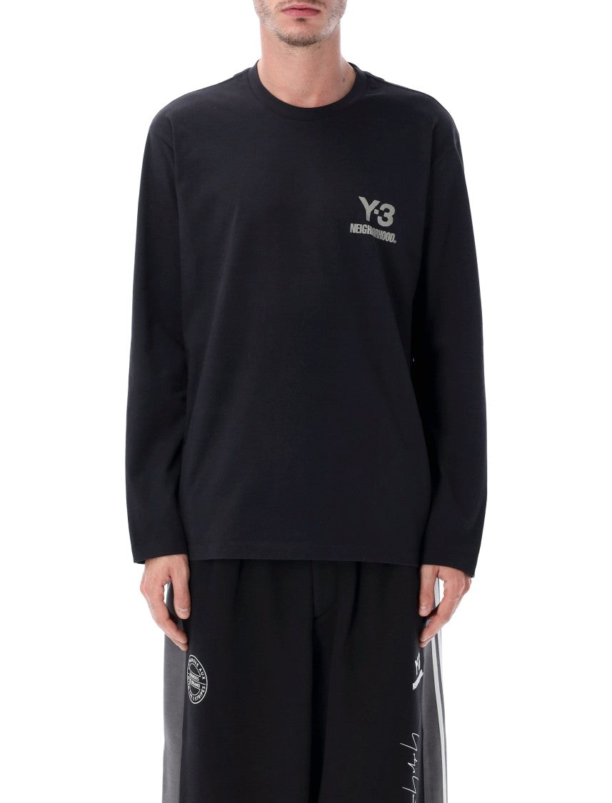 Y-3 X Neighborhood Y-3 Nbhd Long Sleeve Black Cotton T-Shirt