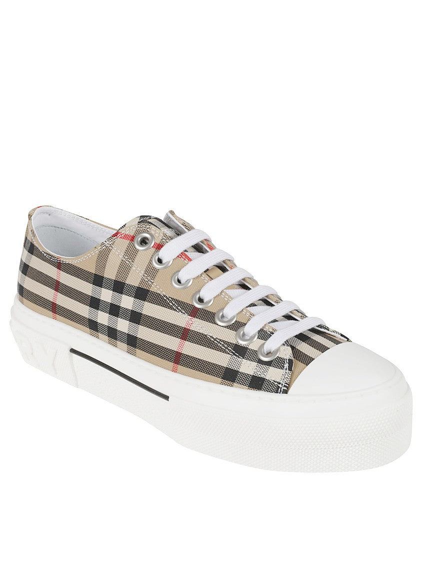 Burberry Beige Burberry Check Cotton Low-Top Sneakers