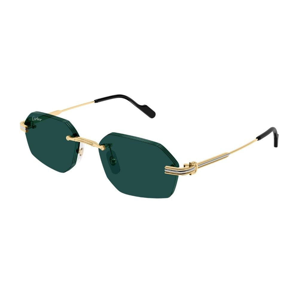 Cartier Rimless Geometric Sunglasses With Gold-Tone Metal Frame