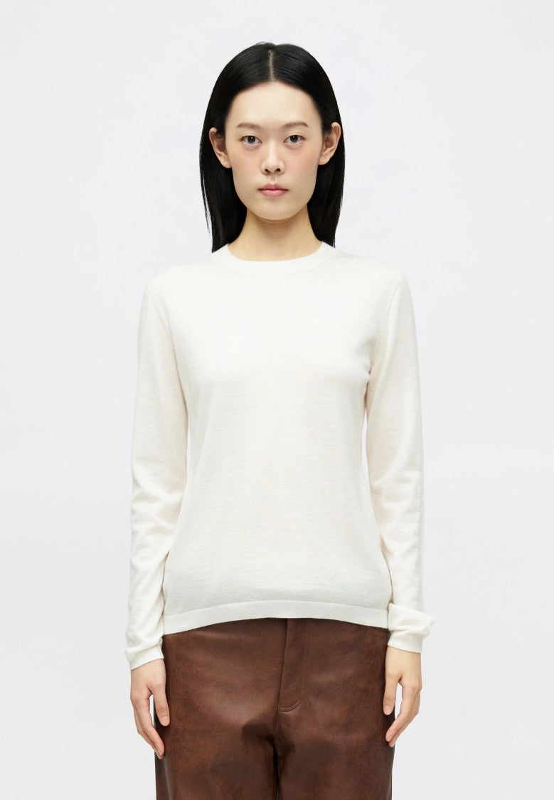 Max Mara Malesia Knit Top In Ivory White Wool-Cashmere Blend