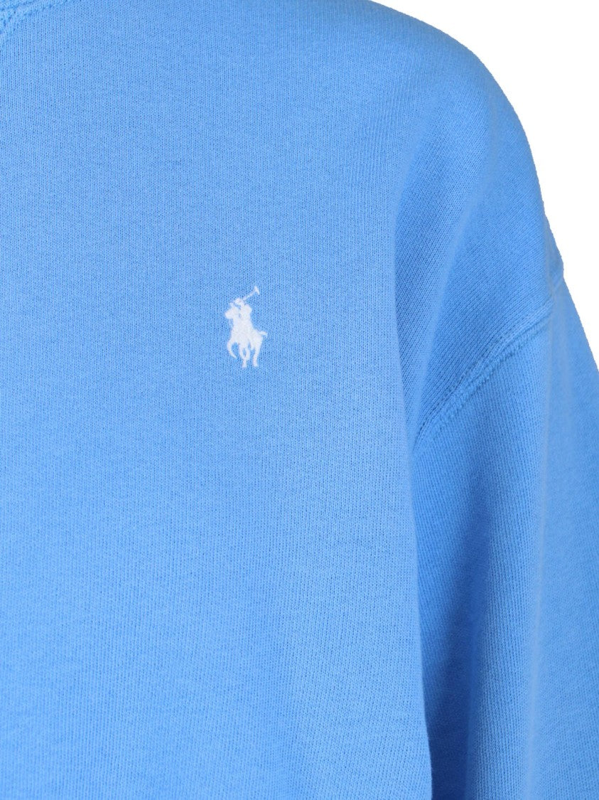 Polo Ralph Lauren Blue Cropped Embroidered Logo Sweatshirt