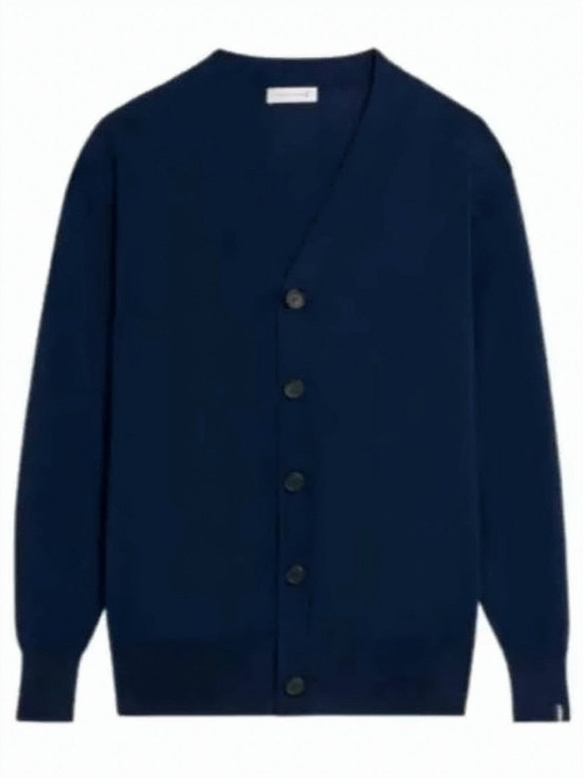 Mackintosh Deep V-Neck Cotton Cardigan With Button-Down Front