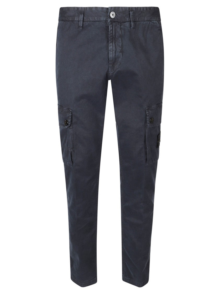 Stone Island Slim-Fit Blue Cargo Trousers With Tapered Leg And Logo Patch