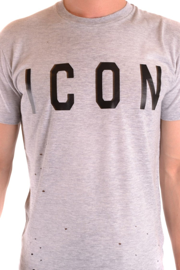 Dsquared2 Multicolor Distressed T-Shirt With Bold Icon Print