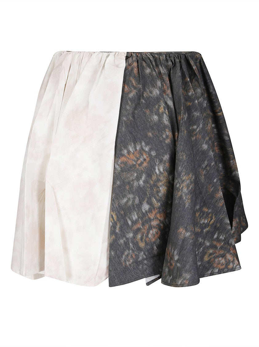 Ganni Printed Stretch Cotton Draped Skirt