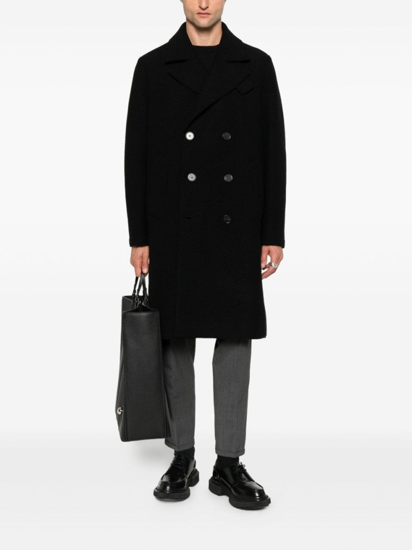 Harris Wharf London Tailored Double-Breasted Giacconi Nero Coat