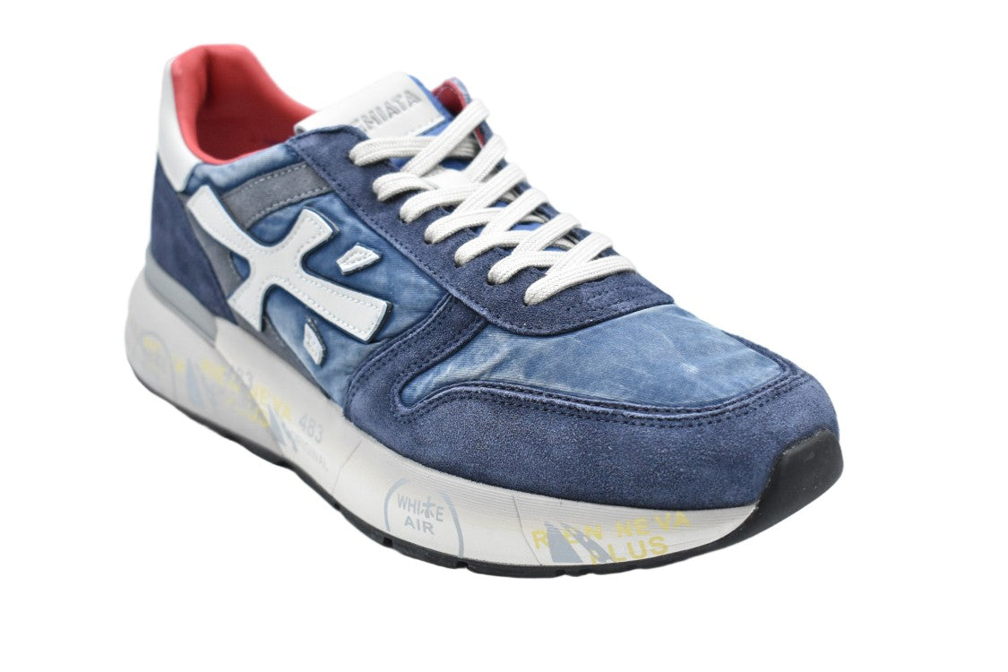 Premiata Blue Premium Materials Iconic Logo Shoes
