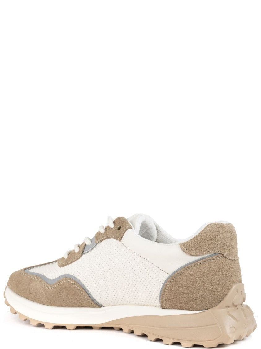 Sergio Moretti Beige Cow Leather And Suede Trainers