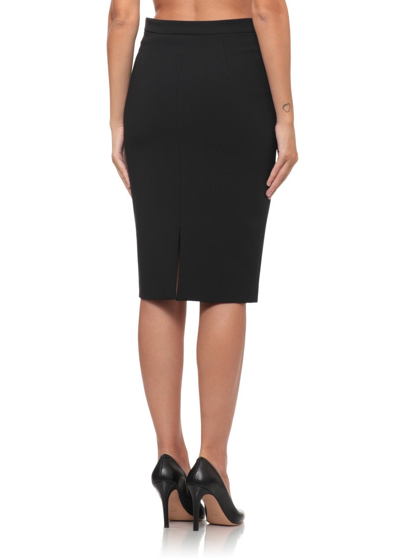Elisabetta Franchi Fitted Midi Skirt With Front Gold Detail