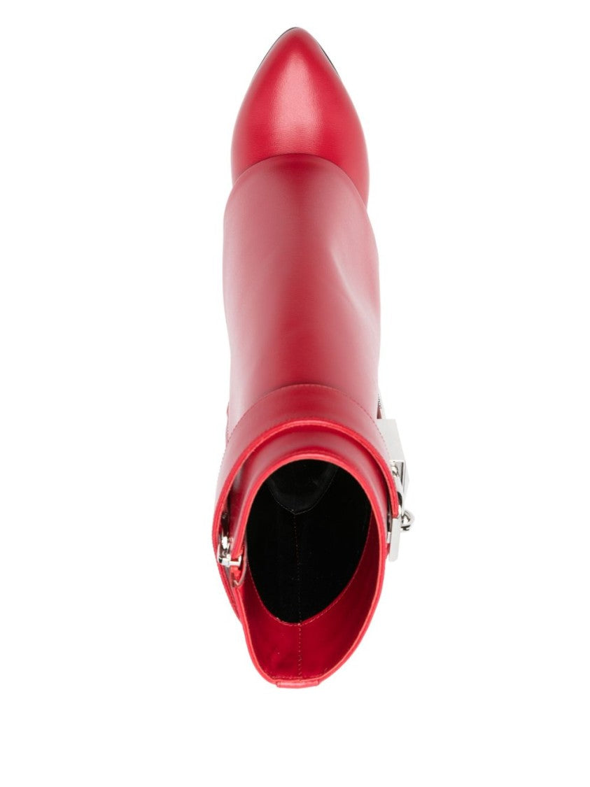 Givenchy Rose Red Folded Edge Wedge Boots