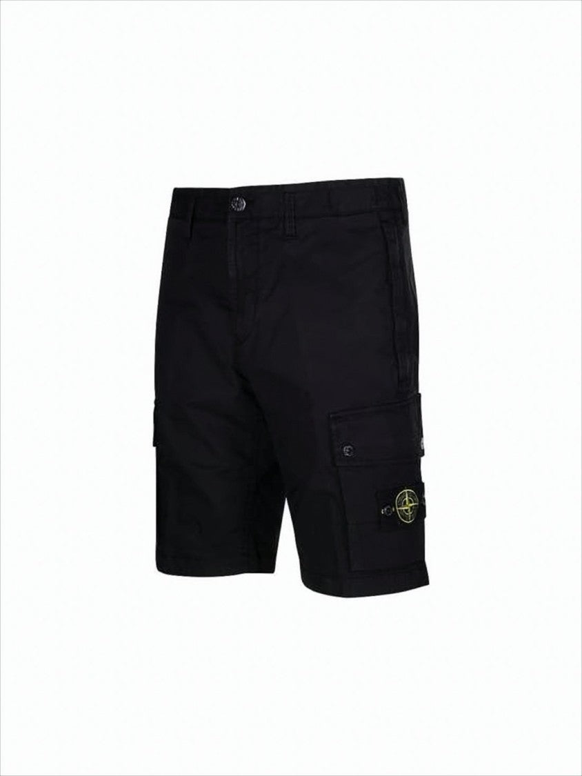 Stone Island Classic Black Short Pants With Versatile Designpockets