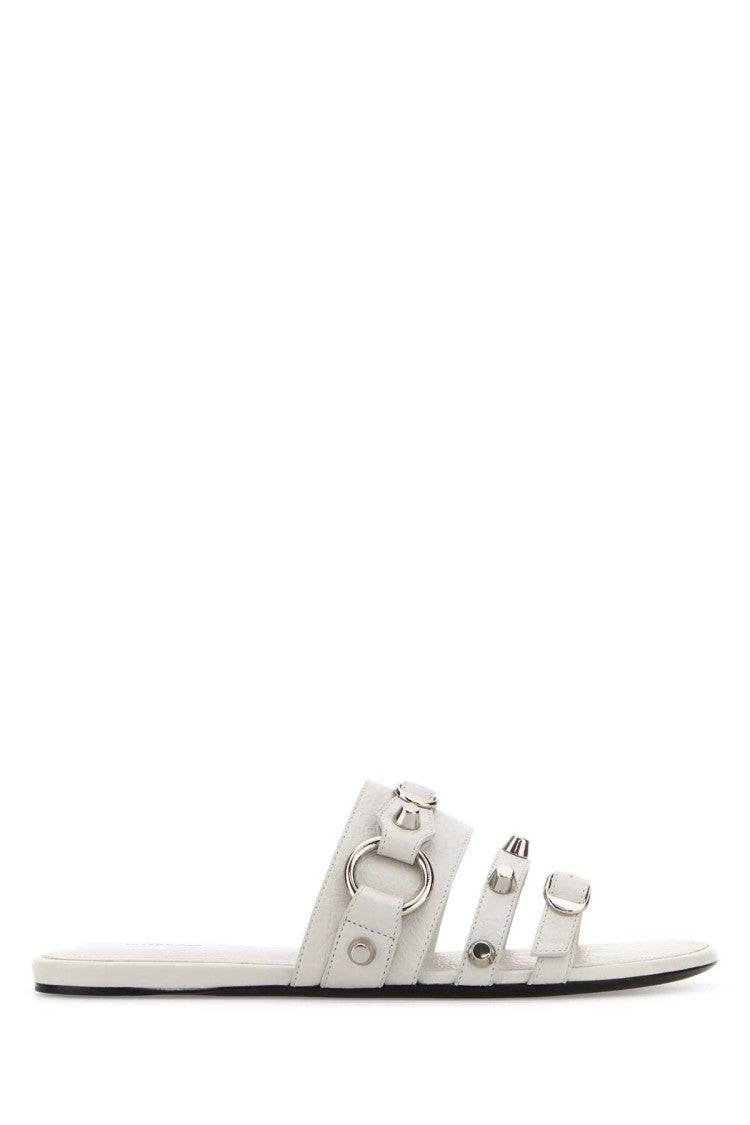 Balenciaga White Leather City Slippers