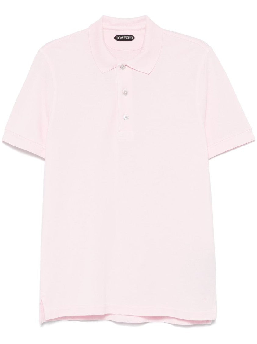 Tom Ford Light Pink Polo Shirt With Front Button Placket