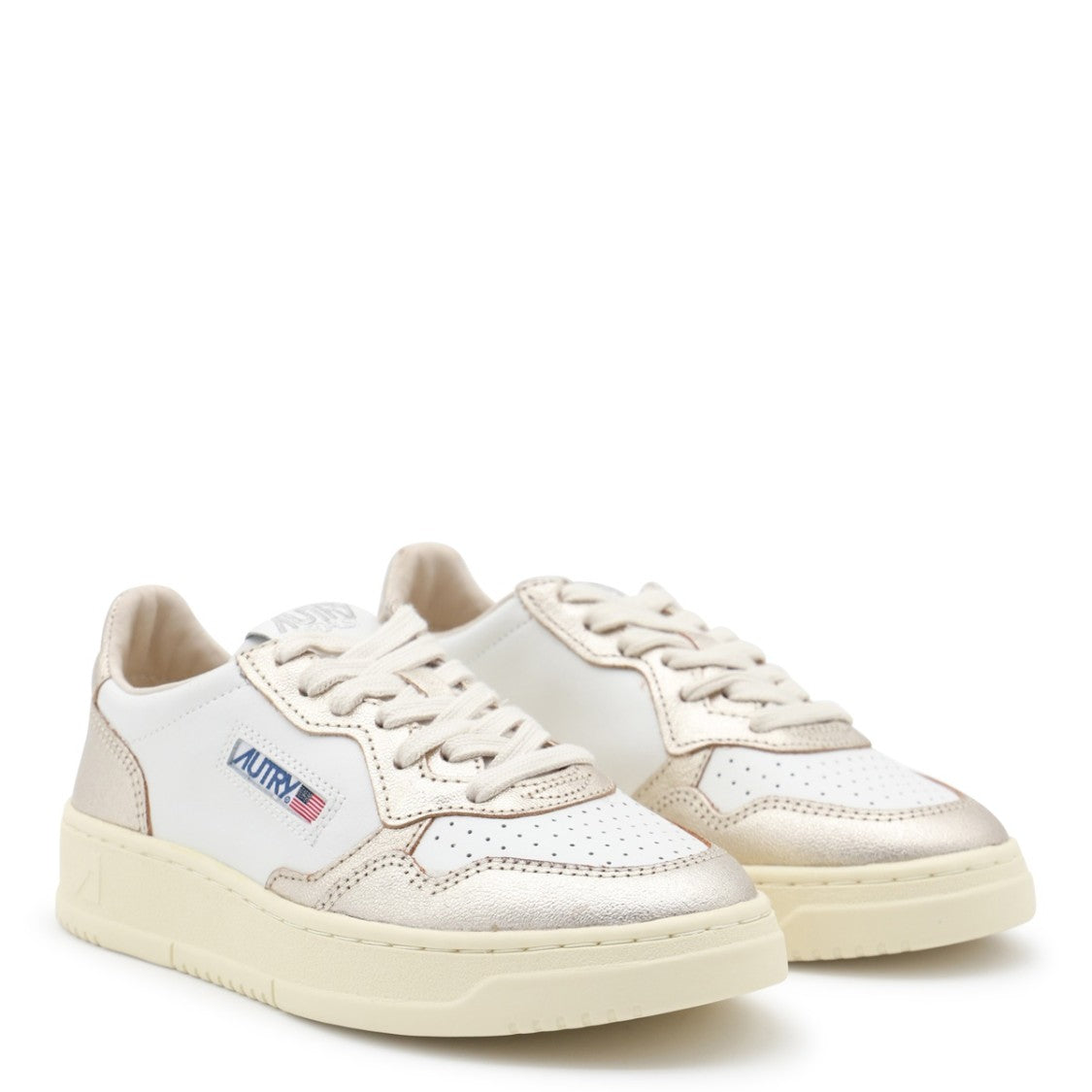 Autry White Leather Panelled Design Sneakers