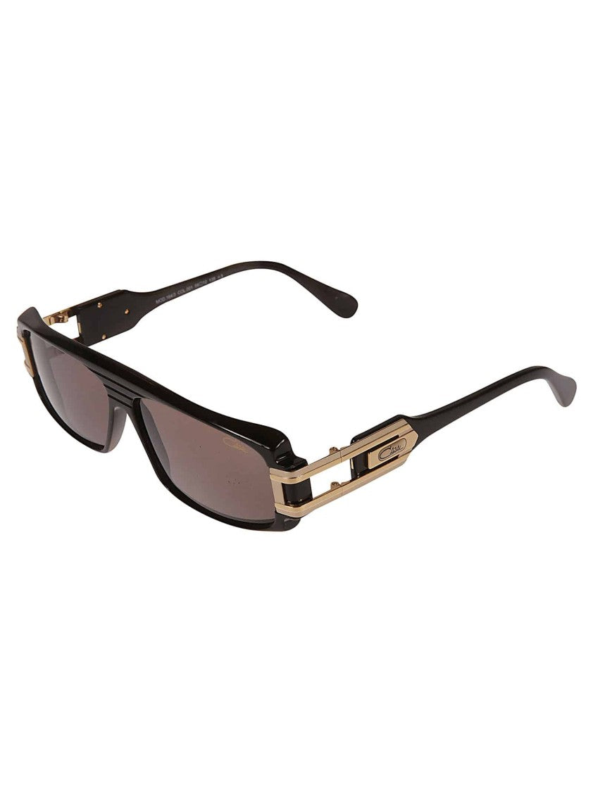 Cazal 164/3 Rectangular Sunglasses With Gold Accents And Dark Lenses