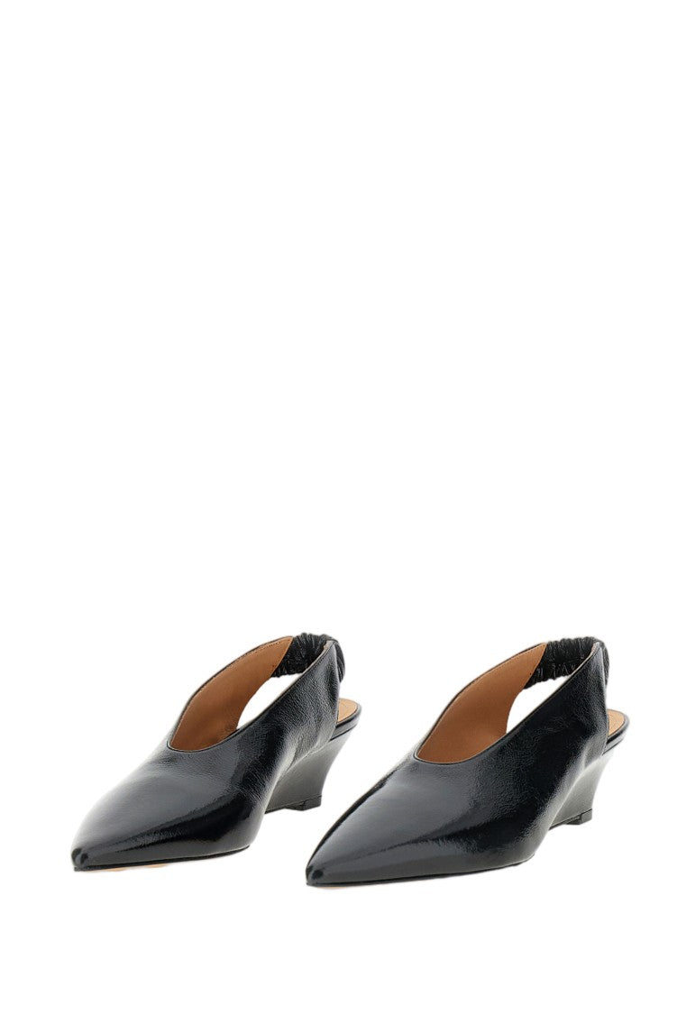 Odissi Black Maria Polished Leather Pumps