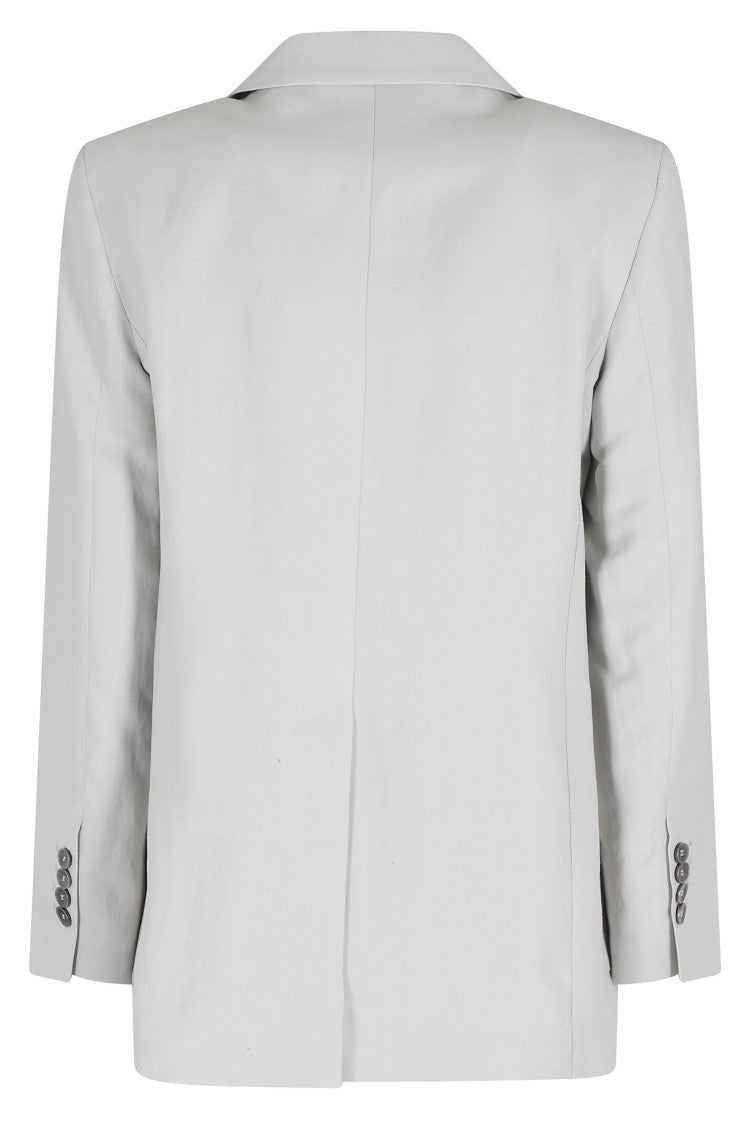 Seventy Gray Single-Breasted Lapel Viscose-Blend Blazer
