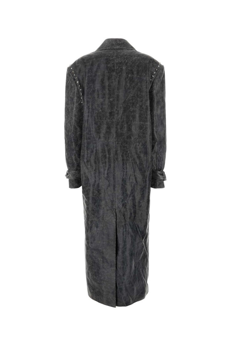 Alessandra Rich Double-Breasted Long Coat With Vintage-Inspired Details