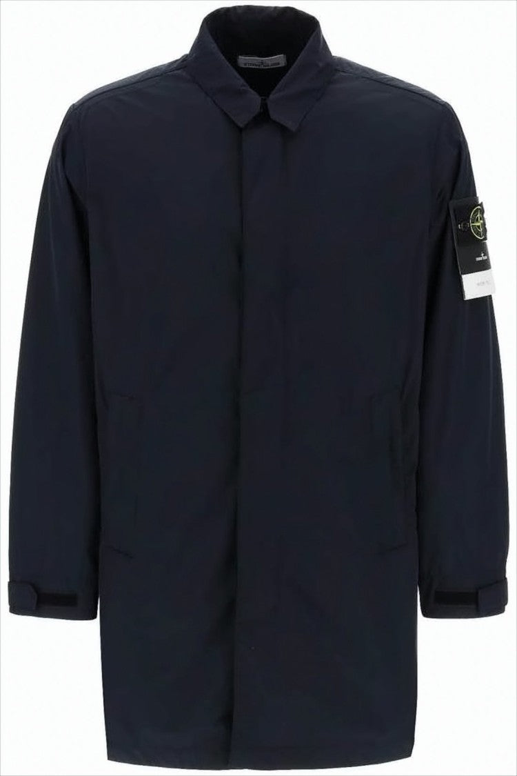 Stone Island Black Jacket With Classic Collar