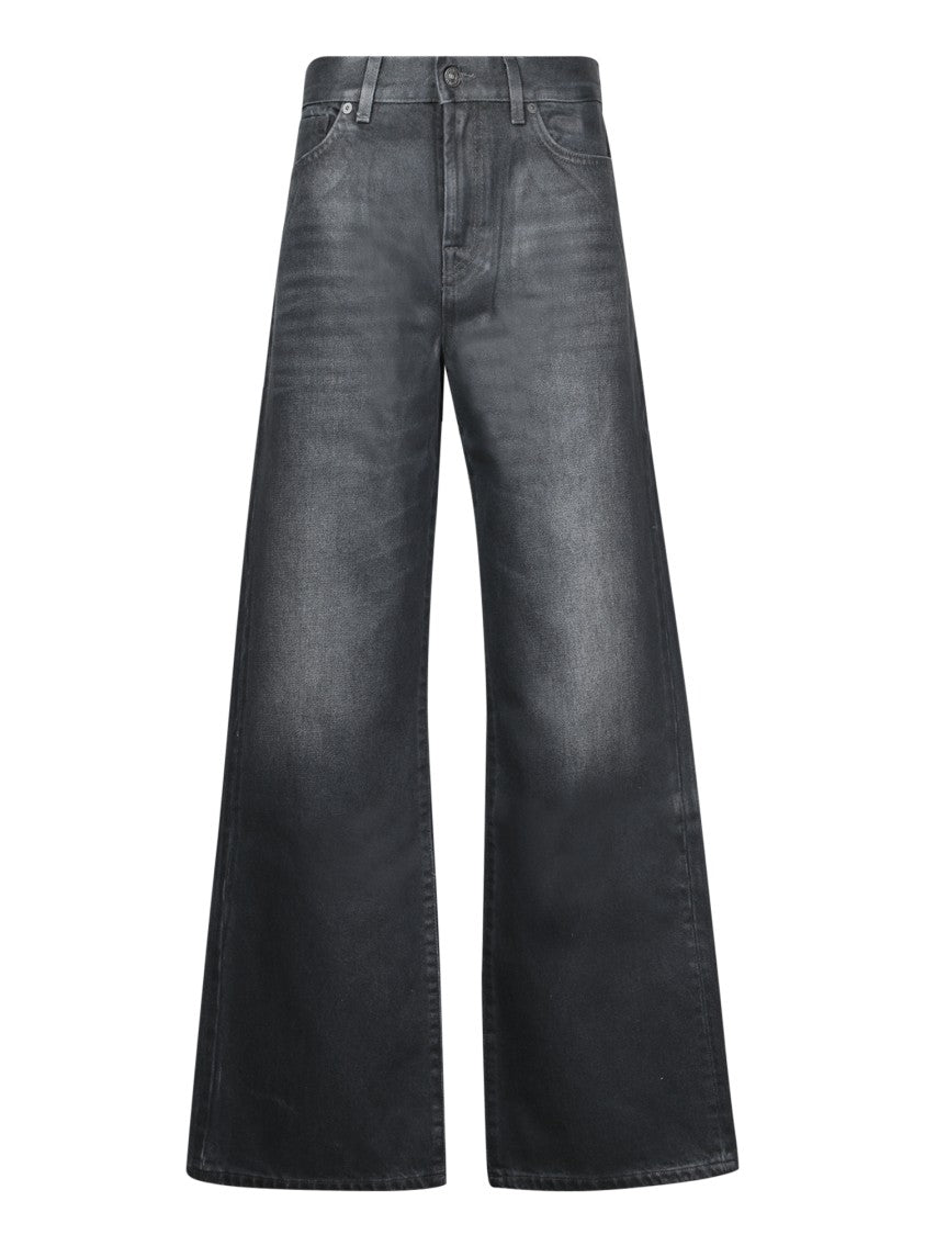 7 For All Mankind Wide-Leg Black Jeans With Classic Five-Pocket Design