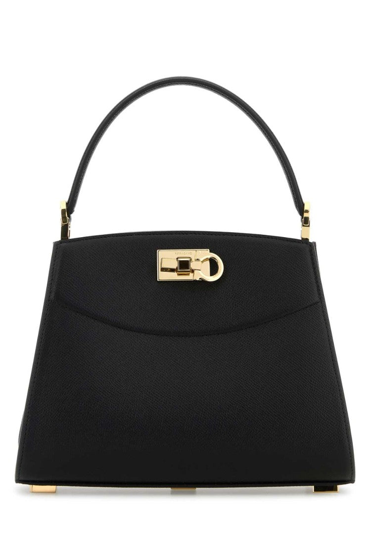Salvatore Ferragamo Black Leather Small Studio Box Handbag