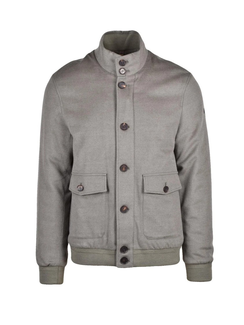 Duno Green Hybrid Quilted Wool-Blend Jacket
