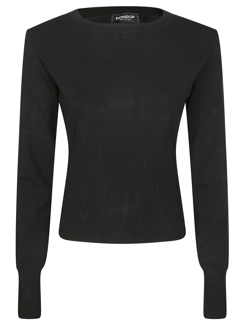 Dondup Fitted Ribbed Knit Sweater With Classic Round Neckline