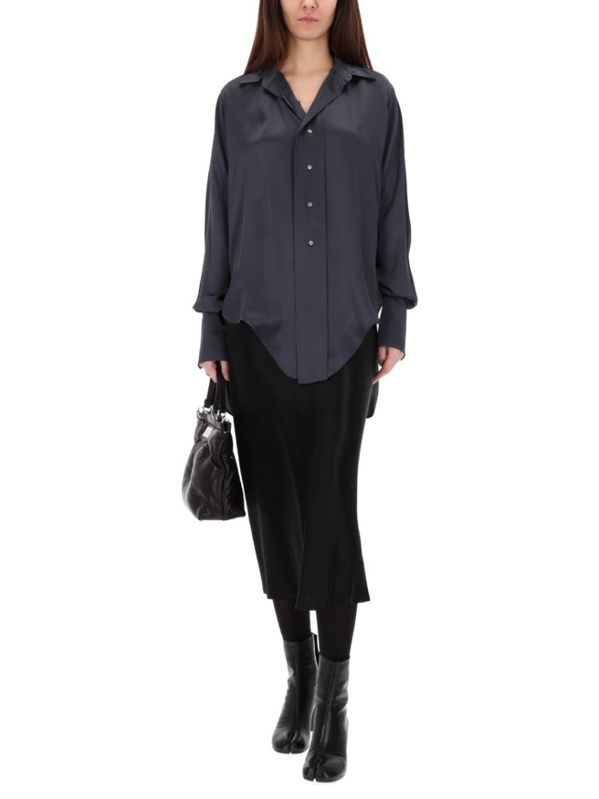 Maison Margiela Asymmetrical Hem Collared Long-Sleeve Shirt