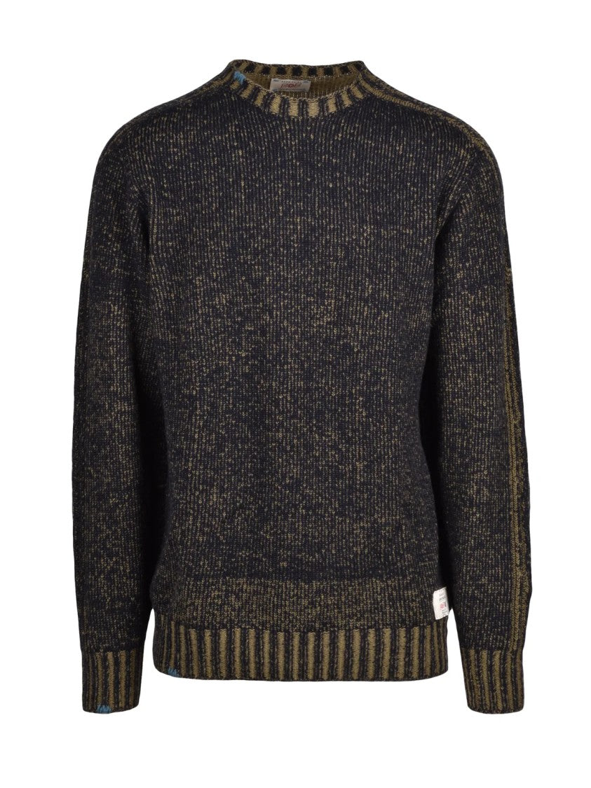 Bob Dark Tones Virgin Wool Textured Crewneck Sweater