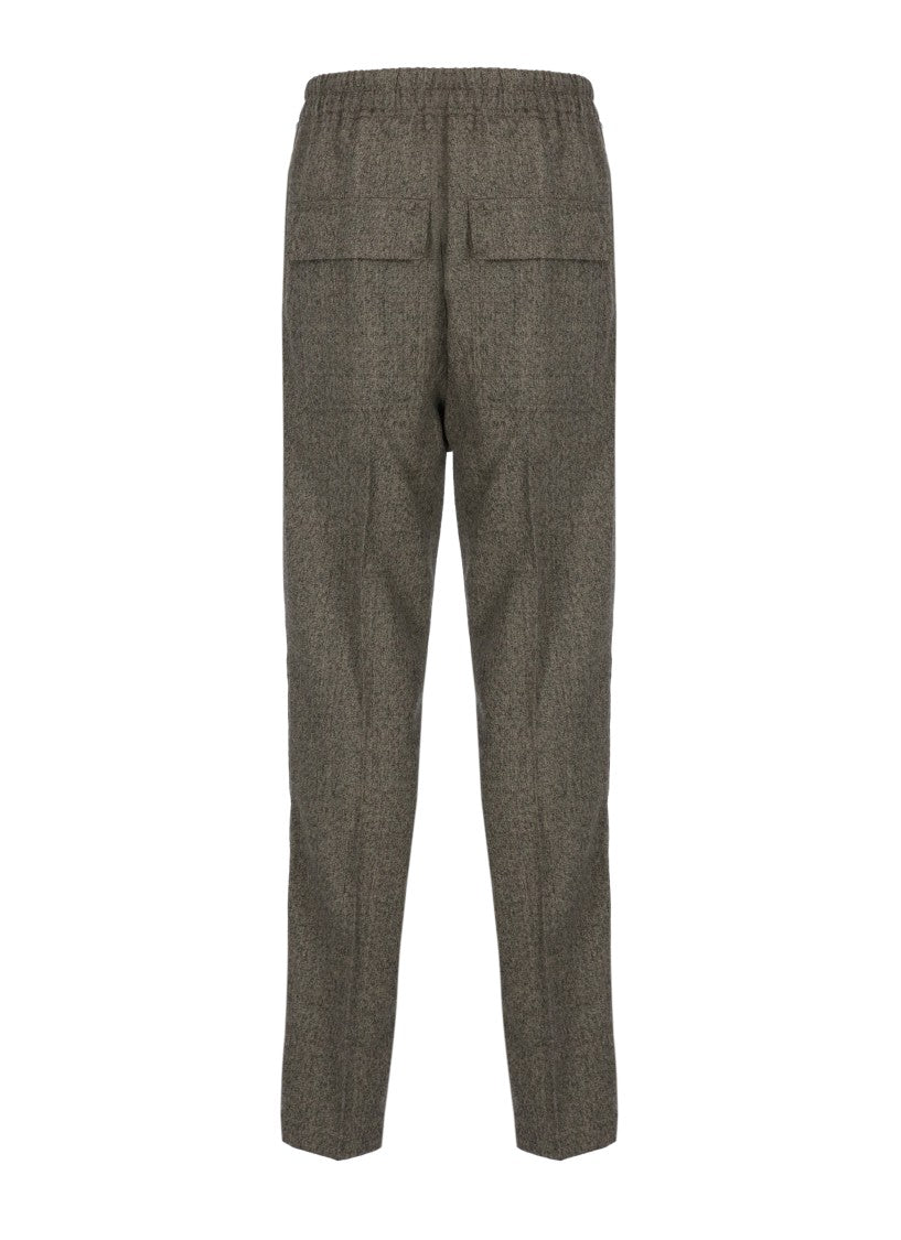 Rick Owens Straight Leg Wool Trousers With Elastic Waistband And Hidden Closure