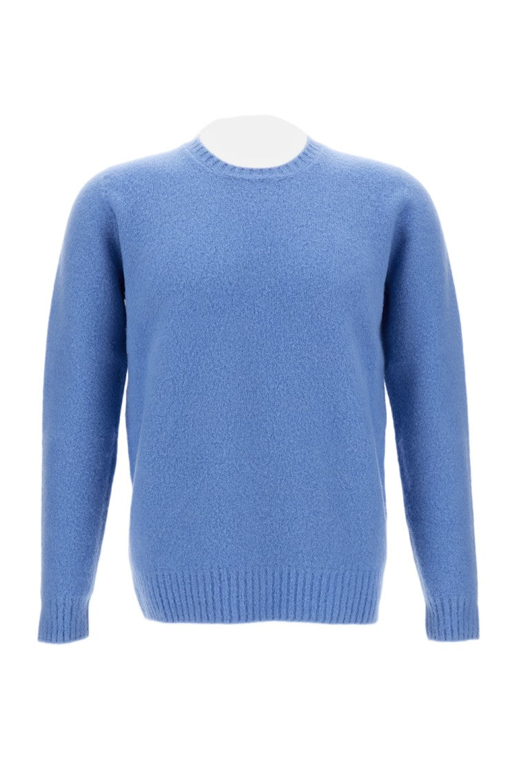 Drumohr Brushed Texture Crew Neck Sweater With Ribbed Details