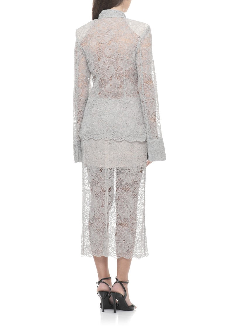 Rotate Grey Flower Mesh Lace Shirt
