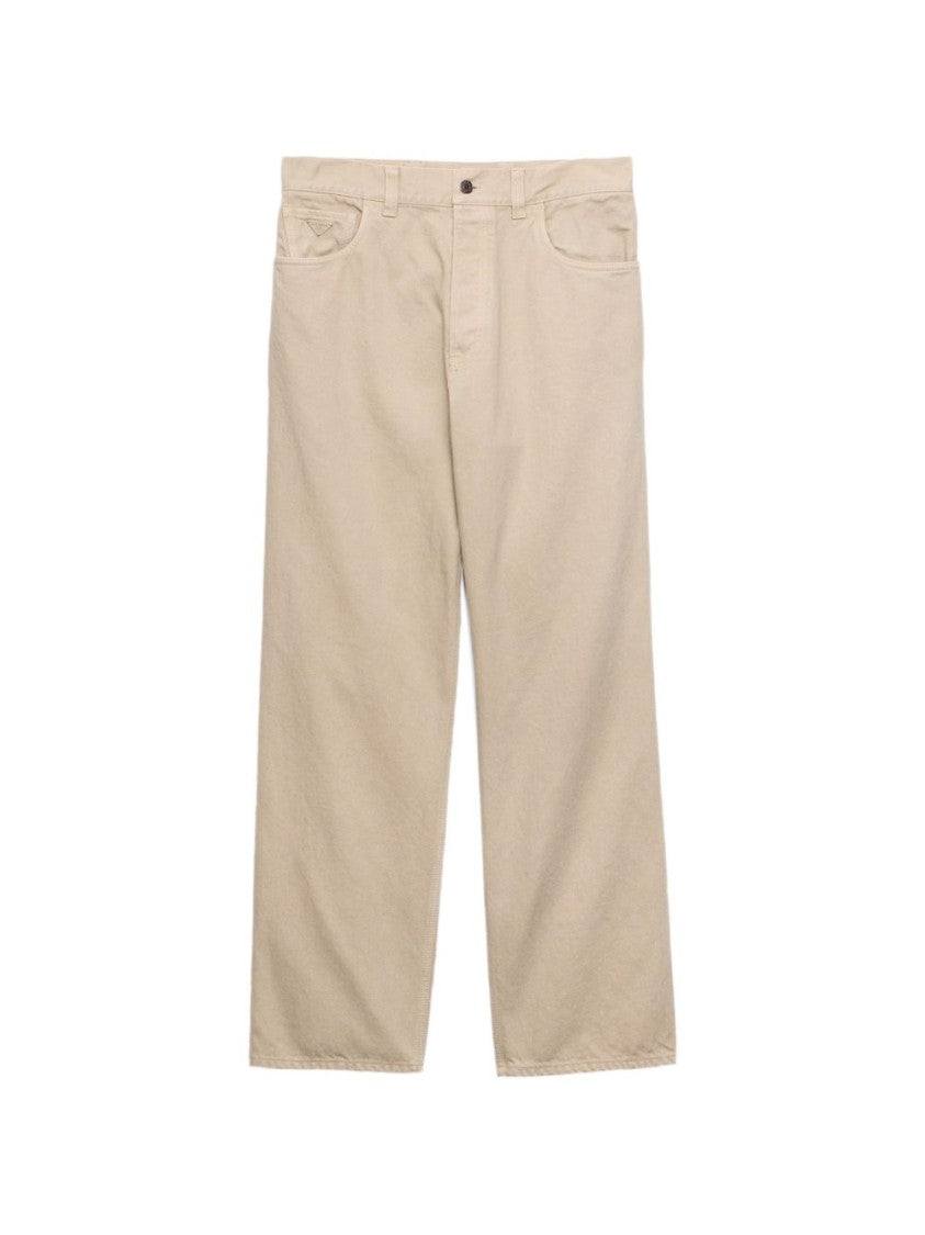 Prada Black Wide-Leg Cotton Five-Pocket Trousers