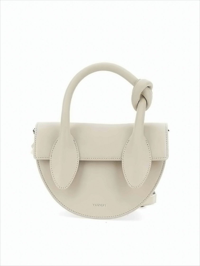 Yuzefi Sculptural Cow Leather Tote Bag With Semi-Circular Flap